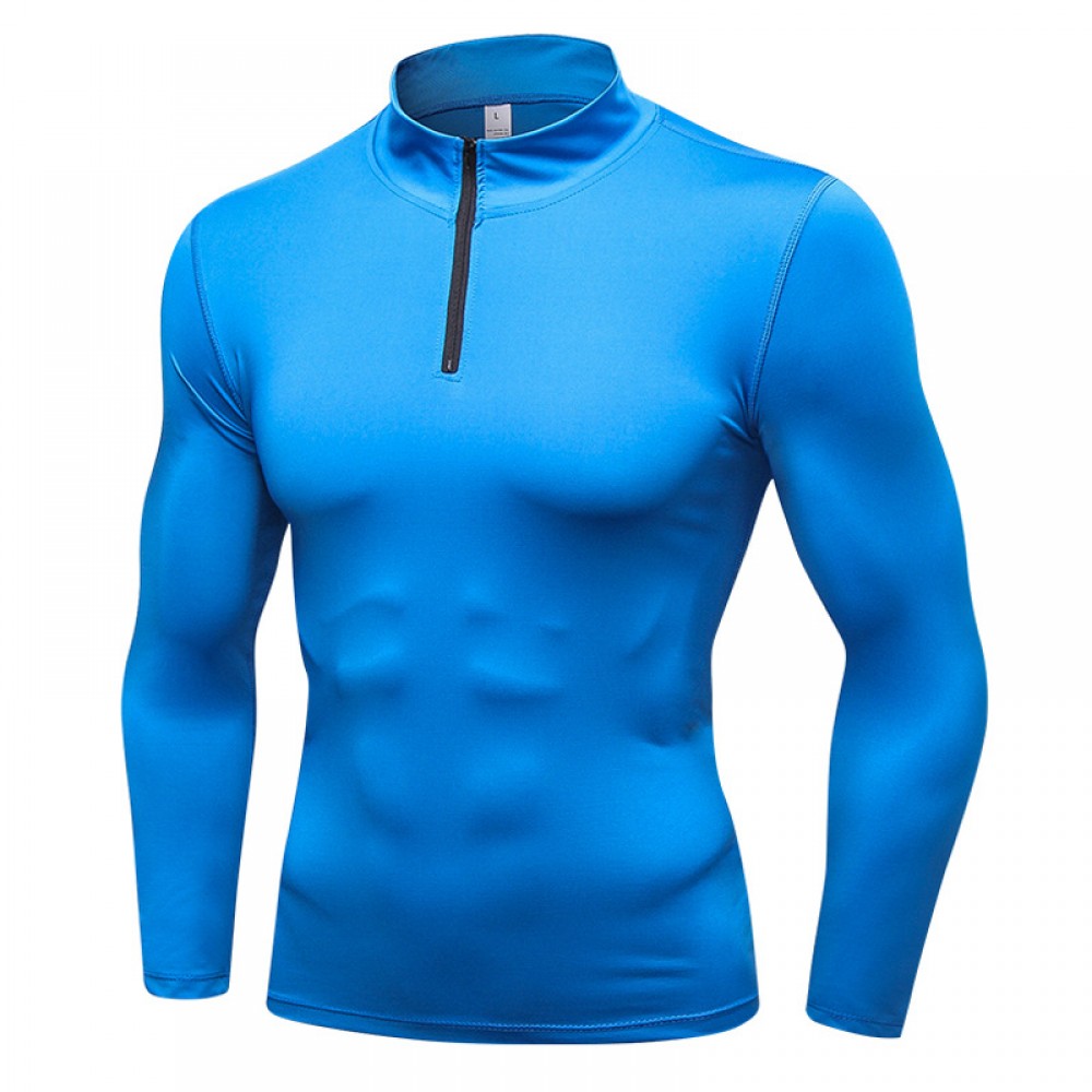 Men's fall / winter sports sweater fitness running training long-sleeved half-zip elastic quick-drying stand-up collar sweater 9004