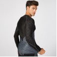 Men's printed stitching long-sleeved fitness running sportswear perspiration quick-drying breathable high elastic tight top 40