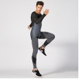 Men's printed stitching long-sleeved fitness running sportswear perspiration quick-drying breathable high elastic tight top 40