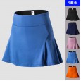 Women's high waist sports skirt pants yoga fitness tennis skirt lined with anti-glare running quick-drying short skirt 92406