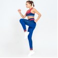 New seamless jacquard sports suit female outdoor running yoga fitness stretch tight two-piece slim