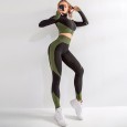 Seamless yoga suit suit women's autumn and winter new knitted hip elastic fitness sports yoga suit