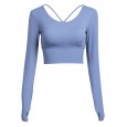 New beautiful back fitness clothes running quick-drying sports T-shirt with chest pad sexy tight long-sleeved yoga shirt autumn