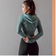 Amoy autumn and winter new hooded sports long-sleeved women's waist slimming sweater female yoga running fitness jacket