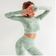 Camouflage sports tights women's quick-drying running yoga breathable hollow seamless long sleeves