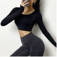 New beautiful back long-sleeved fitness clothes running quick-drying sports T-shirt with chest pad sexy tight yoga top autumn