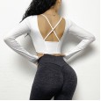 New beautiful back long-sleeved fitness clothes running quick-drying sports T-shirt with chest pad sexy tight yoga top autumn