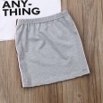 Children's clothing, small children, girls, printed letters, short sleeves, casual skirts, two-piece
