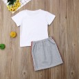 Children's clothing, small children, girls, printed letters, short sleeves, casual skirts, two-piece