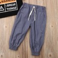 Casual children's clothing summer new girl short-sleeved letter black shirt solid color trousers two-piece suit