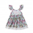 Girls halter flower fairy printed floral suspenders girls dress