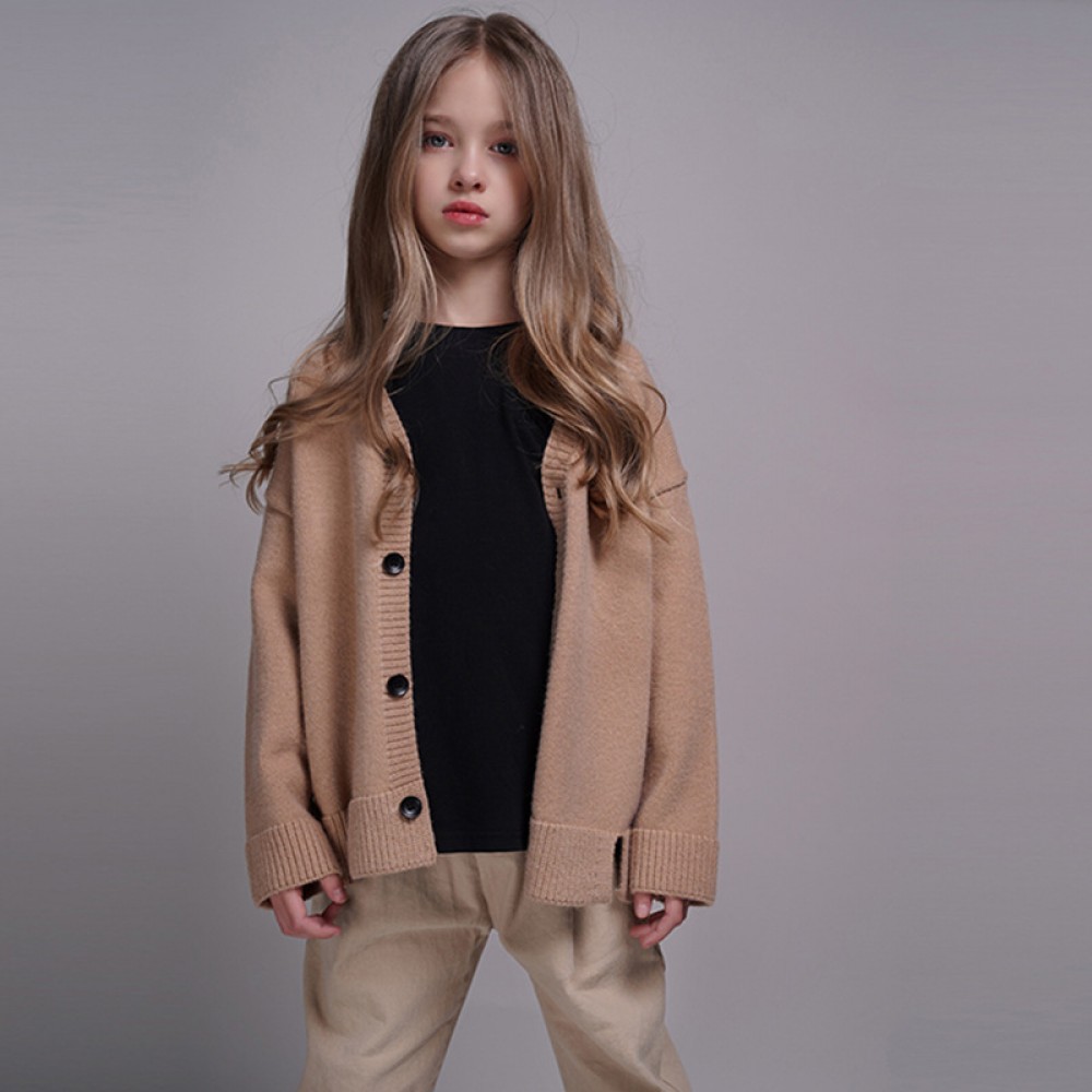 Boys and girls spring sweaters, big children's parent-child cardigans, children's knitted long-sleeved letter embroidered jackets