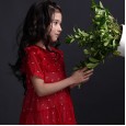 Girls' little strawberry chiffon dress children's round neck foreign princess skirt summer big children's parent-child dress