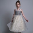 Children's clothing sequins short-sleeved girl princess skirt polka dot dress
