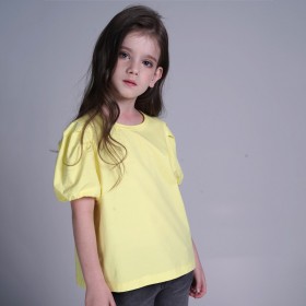 Children's five-point sleeve T-shirt girls' solid color shirts