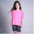 Children's five-point sleeve T-shirt girls' solid color shirts