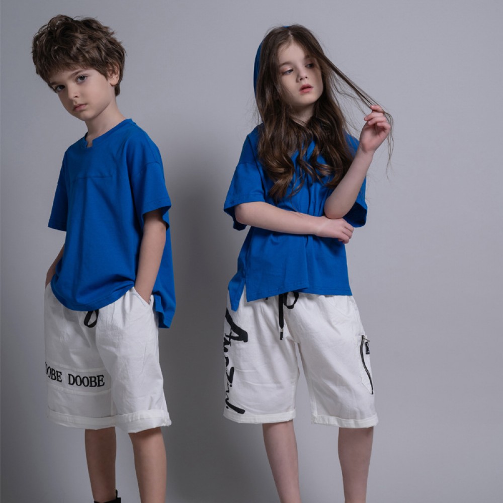 Boys and girls solid color T-shirt short-sleeved summer middle-aged boys and girls wear children's wild cotton T-shirt