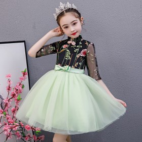 Girls summer dress new style small and medium-sized children's princess skirt fluffy mesh gauze skirt Chinese style girl dress