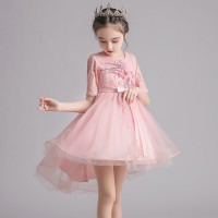 CUHK Girls' Dresses Summer Children's Princess Skirts Trailing Dress Performances Hosting Gauze Skirts