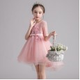 CUHK Girls' Dresses Summer Children's Princess Skirts Trailing Dress Performances Hosting Gauze Skirts