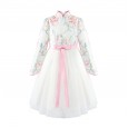 Chinese style princess skirt Hanfu skirt retro girl embroidery middle and big children dress net yarn show dress