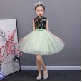 Girls skirt summer small and medium children's dress cheongsam puffy mesh gown skirt princess skirt embroidery dress