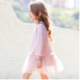 Spring new children's dress gauze princess dress lantern sleeve star moon girl sweater dress