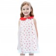 Summer new sleeveless children's dress children's clothing doll lapel strawberry mesh girl dress