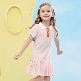 Summer new college style short-sleeved girls dress children's clothing pleated skirt swing sports POLO skirt