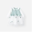 Spring new children's dress princess skirt doll collar fake two-piece girl peach knitted mesh skirt