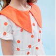 Summer new children's skirt children's clothing color-set doll lapel fresh and playful polka dot girl dress