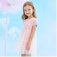Summer new fluffy mesh yarn princess dress children's casual knit crown print girl dress