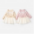 Spring new children's dress children's clothing princess skirt girl plaid doll big lapel mesh skirt