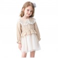 Spring new children's dress children's clothing princess skirt girl plaid doll big lapel mesh skirt