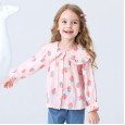 Spring new children's clothing fruit shirt doll big lapel trumpet sleeve girl shirt