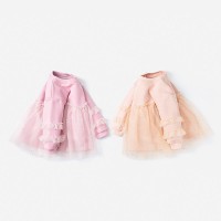 Spring new long-sleeved children's skirt children's clothing fairy sequined mesh girl sweater sweater