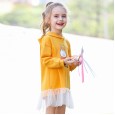 Spring new children's dress children's clothing cartoon printing girls hooded sweater mesh gown