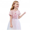 Summer new children's suits children's clothing printed short-sleeved sequined mesh skirt girl suits