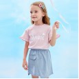 Summer new children's suits children's clothing fungus short sleeve short skirt girls suit
