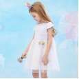 Summer new puffy princess skirt children's clothing fresh rainbow mesh girl dress