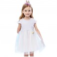 Summer new puffy princess skirt children's clothing fresh rainbow mesh girl dress