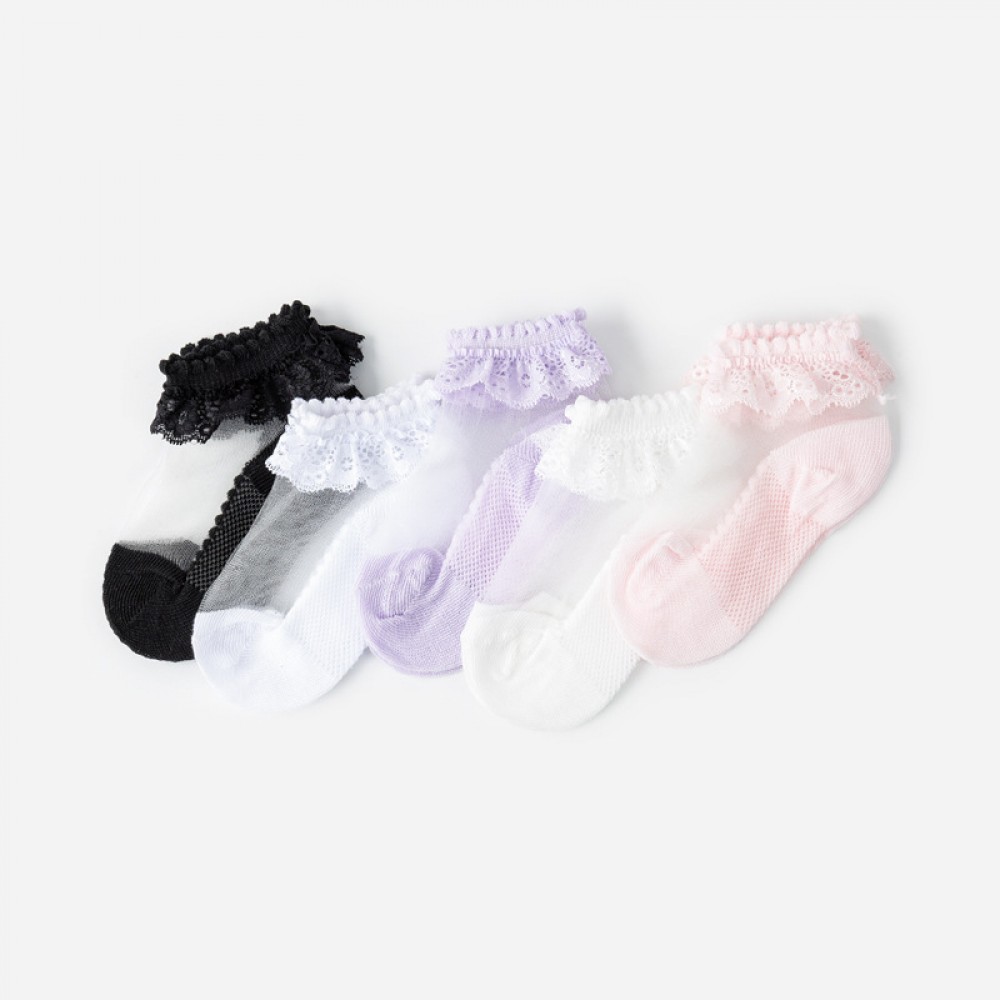 Summer new 3-8 year old girl princess thin section candy color cool thin transparent crystal children's socks 1 pair