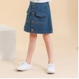 Spring new children's skirt children's spring and autumn A-line skirt single-breasted girls denim skirt