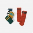 1-7 years old college wind and color striped medium tube socks 1 pair