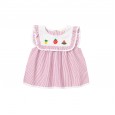 Summer new sleeveless shirt children's clothing fungus lace lapel silver silk shiny fruit striped small shirt
