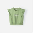 Spring new children's clothing children's vest fresh letter printing girls lace pullover vest