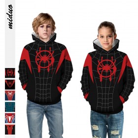 SpiderMan3D digital printing children's clothing hooded sweater autumn new children's baseball uniform