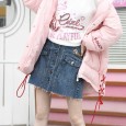 Little yellow duck spring and summer wild irregular button decoration women's denim skirt