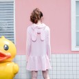 Little yellow duck new dress mid-length hooded fashion print loose long-sleeved sweater women