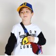 Little yellow duck spring and autumn cartoon alphabet pattern long sleeve contrast color wild boy round neck pullover sweater